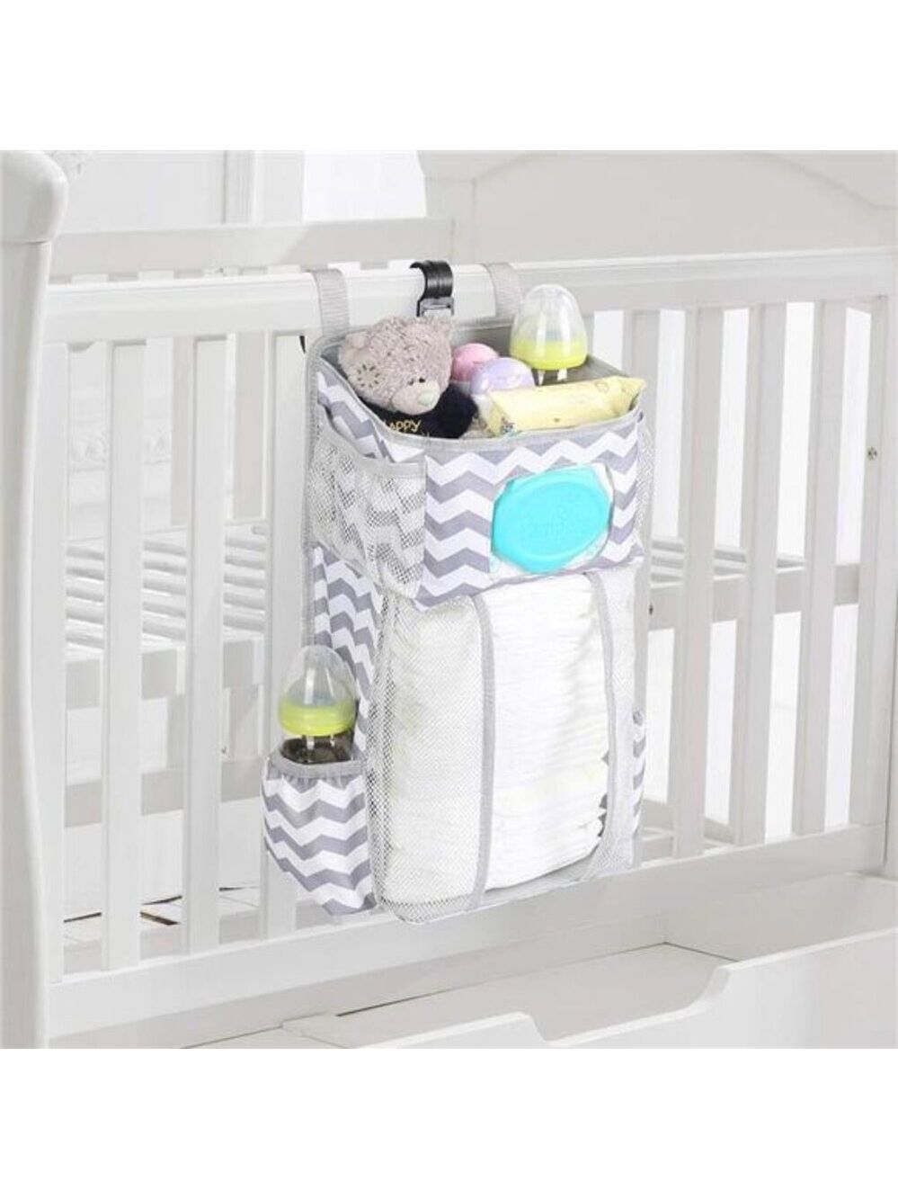Hanging Diaper Caddy Nursery Organizer Baby Crib Storage Diaper Holder Organizer